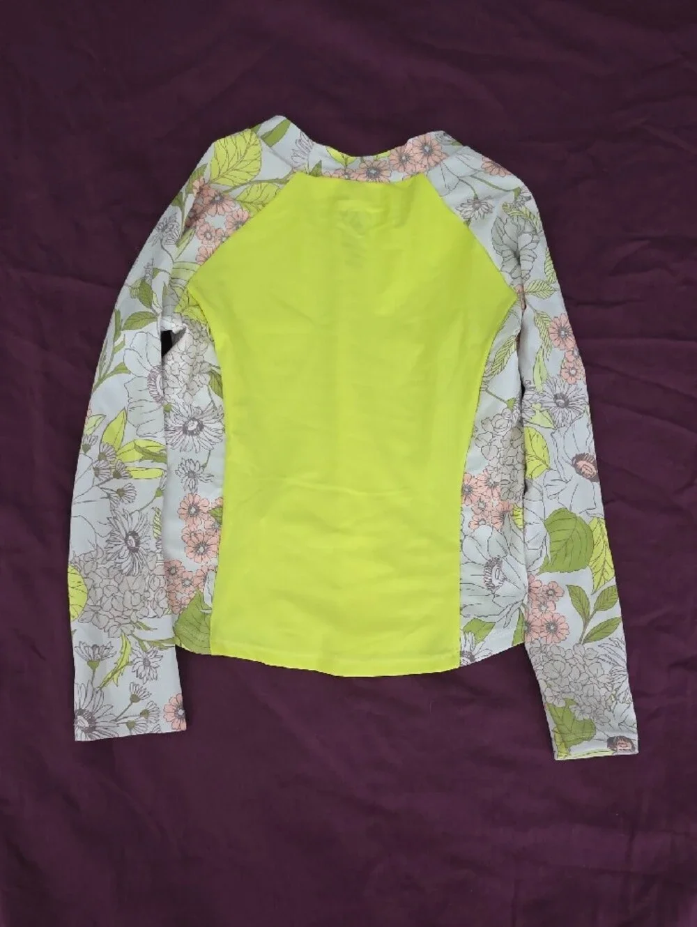 Volcom Neon Yellow and Floral Girls' Long Sleeve Rashguard Set